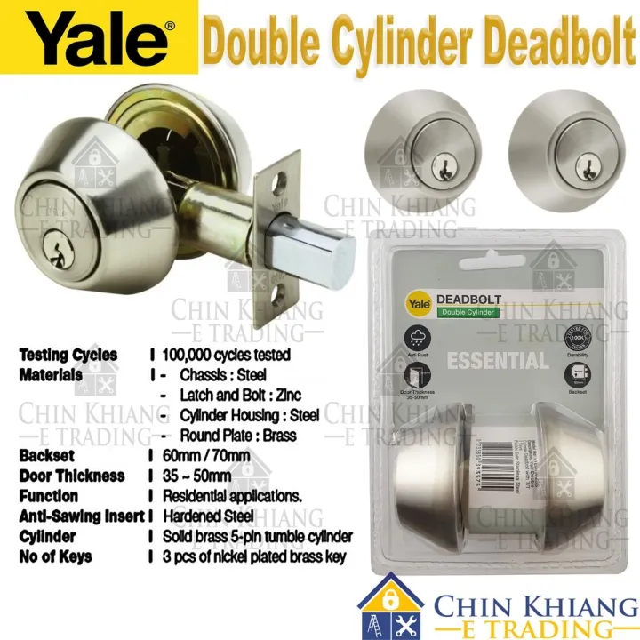 ☁ Yale Deadbolt YED1002 Double Cylinder Essential Series Satin