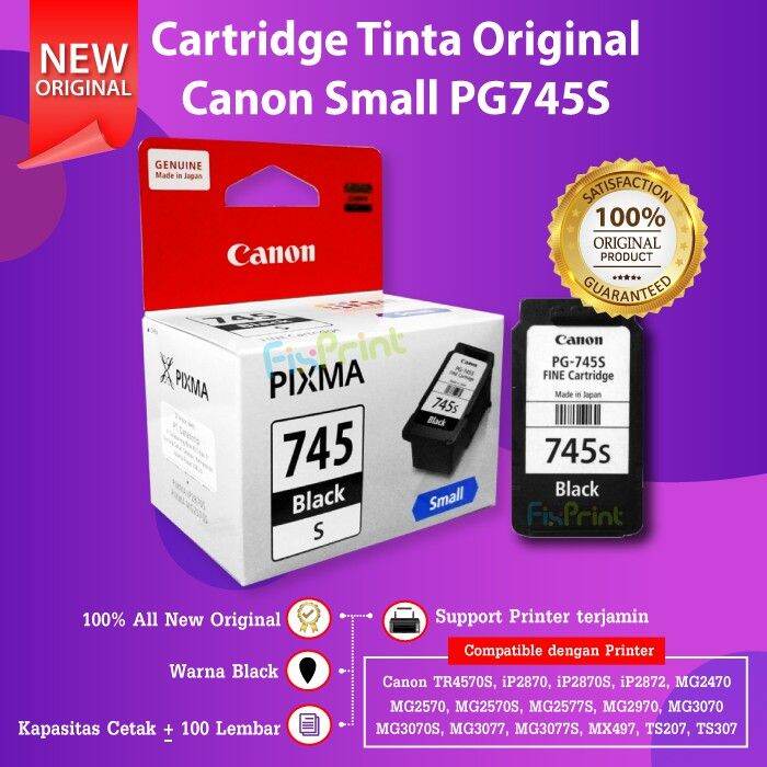 Cartridge Tinta Canon PG745s 745s 745 Small Printer PIXMA Black Color