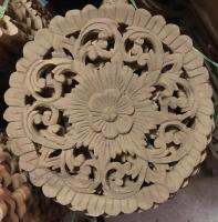 Teak Wood Carving Round Shape 30 cm.-Not Paint  (ไม้สักแกะสลักแบบกลม ขนาด 30 ซ.ม. ***งานดิบไม่ทำสี***)