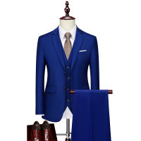 New Suit Set MenS Two Solid Color Best Man Dresses Professional Korean Version Of Slim Small Three