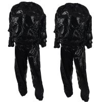 2X Heavy Duty Fitness Weight Loss Sweat Sauna Suit Exercise Gym Anti-Rip Black L