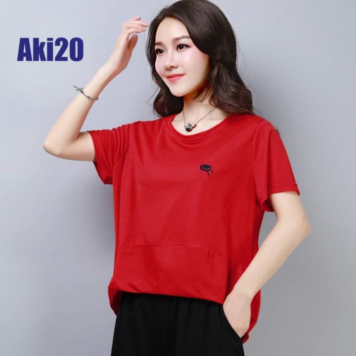 Aki20 Blouse for Women Large Size Women's Summer Clothes New Loose T-shirt  Women's Short Sleeve Embroidered Shirt Fat Mm Cover Belly Top Blouses for Women  Styles 2023 Baju Perempuan