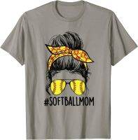 Funny Softball Mom Messy Bun Mama Mothers Day Mom T-Shirt Top T-shirts for Men Casual Tops Shirts Cheap Casual Cotton