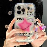 เคสสำหรับ Apple โทรศัพท์มือถือ iPhone 11 12 13 14 15 Plus Pro Max ,Pink Happiness การพิมพ์แบบจุดเล็กๆเอฟเฟกต์เลเซอร์กันกระแทกเคสสำหรับ Apple iPhone 11 12 13 14 15 Plus Pro Max