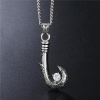 Men Diamond Moon Necklace 316L Stainless Steel Silver Chain Male AAA Cubic Zircon Pendant Jewelry