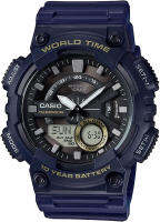 Casio Mens Heavy Duty Quartz Resin Watch, Color: Blue (Model: AEQ110W-2AV)