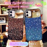 เคสโทรศัพท์ไล่ระดับสีคริสตัลประกายเครื่องสำอางสุดหรูสำหรับ iPhone 15 Pro Max 14 Plus 13 Pro 12 Mini 11 XR XS Max SE 7 8 Plus ฝาครอบเพชรด้านข้างกันกระแทก