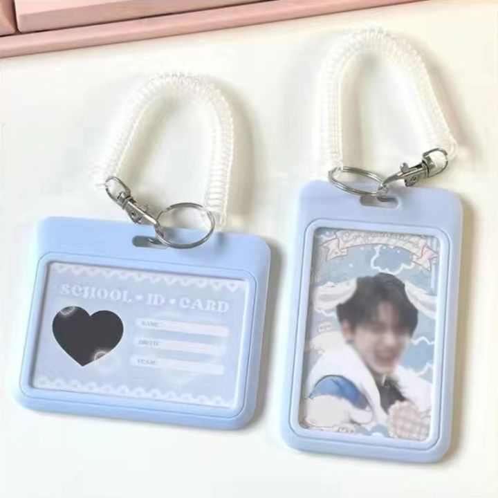 ins-milk-blue-photocard-holder-credit-id-bank-card-photo-display-holder-idol-postcard-card-protective-case-with-pendant