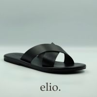 elio originals - รองเท้าแตะ รุ่น Lucca (unisex) สีดำเงา Black