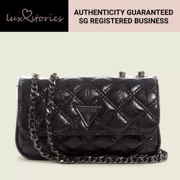 Guess Elenia Mini Black Quilted Crossbody Bag