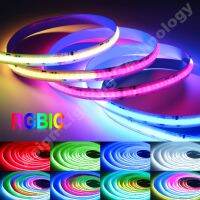 เทปกาว RGB ยnดหยุ่นแสงแถบ Led COB RGBIC 24V 630 LEDs/M เอฟเฟกต์สายรุ้งไฟ LED Strip12W/M สว่างเป็นพิเศษสำหรับห้อง