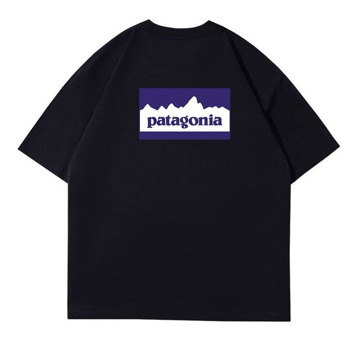 patagonia-เสื้อยืดพิมพ์ลายกีฬาสำหรับทั้งหญิงและชายแขนสั้นวินเทจคลาสสิก