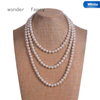 สร้อยคอไข่มุก150ซม.สร้อยคอมุกสีขาวLady Pearl Necklace