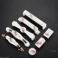 Plum Blossom Kitchen Handles Antique Ceramic Cabinet Handles Zinc Alloy Drawer Knobs Wardrobe Door Handles European Handle Door Hardware Locks