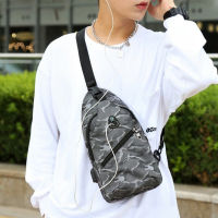 Men Sling Bag Camouflague Pattern Oxford Chest Bag Waterproof Lightweight Shoulder Cross Body Bag Pack with USB Charginfg Port