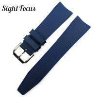 Original 卍 Gelang jam tangan karet silikon ujung melengkung 22mm untuk IWC IW323101 gelang jam tangan pengganti tali jam biru hitam tahan air pria