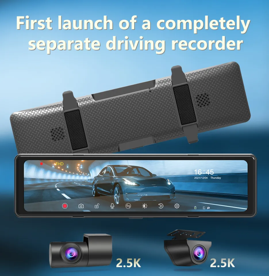 Jansite 11 Car DVR Dashcam With Detached 2.5K Front Camera Rear View  Mirror GPS Dual lens 2.5K Backup cam Sony IMX307 256G Max