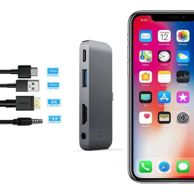 4 In 1 USB Type C Hub Adapter With Aux 3.5mm Interface 4k Hdmi-compatible For Ipad Pro 11/12.9 2019/2020 Laptop Accessories USB Hubs
