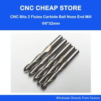 6 * 32 * 60L 2 ขลุ่ยคาร์ไบด์ตัดบอลมิลล์สําหรับการแกะสลักไม้ เราเตอร์ CNC Bits Ball Nose เครื่องมือกัดไม้