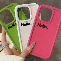 ภาษาอังกฤษเรียบง่าย HELLO 15promax เคสโทรศัพท์มือถือ iphone13pro กาวอ่อนเหลว 12 ปกอ่อน ใหม่