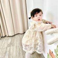 MILANCEL 2021 Autumn New Baby Clothes Girls Lace Long Sleeve O-Neck With Headband Bodysuit