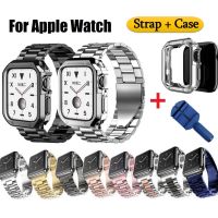 สาย applewatch เคส applewatchwatch Series 1/2/3/4/5/6/7/8 se se2 สายนาฬิกา สเตนเลส โลหะ ขนาด 41 มม. 45 38 40 42 44 เหล็กกล้าไร้สนิม Stainless Steel Meta