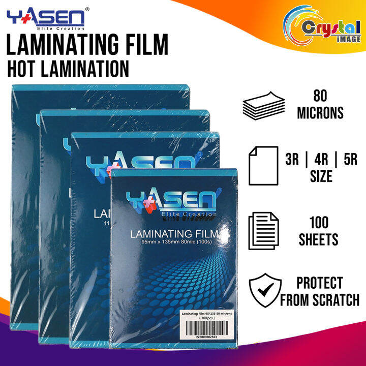 Yasen Laminating Film 80 microns (3R / 4R / 5R / A4 Size) 100sheets
