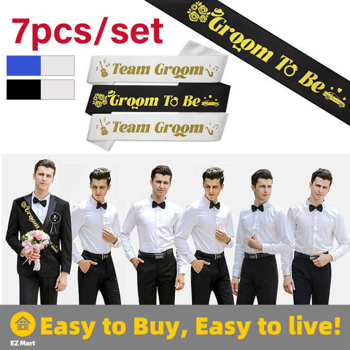 【Fast Shipping】 Set of 7 PCS Groom To Be and Team Groom Sash Set Wedding Stag Night Bachelor