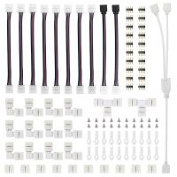 HVJ-95pcs 5050 4-pin Led Strip Connector Kit With T-shaped L-shaped Jumpers Strip Clips Light Wire Connection Terminal Splice