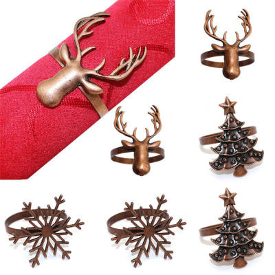 Holiday Table Decor Christmas Table Setting Vintage Deer Head Napkin Clasp DIY Christmas Party Decorations Fawn Christmas Tree Napkin Ring