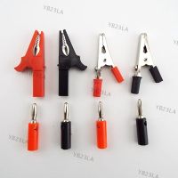 4mm Banner Plug and Crocodile Clamp Probe Alligator Clip Electric DIY Test Lead Probe Socket Cable Insulated Clips YB23TH