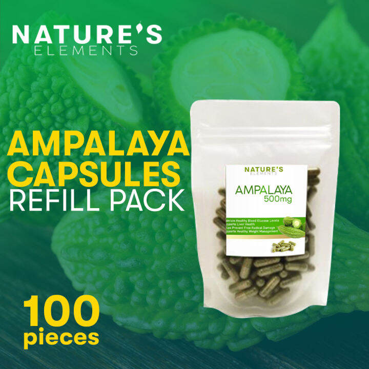 Organic Pure Natural Ampalaya (Bittermelon) Capsules Refill Pack (100