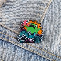 Horror Frog Brooch Animals Enamel Pins Destroy Denim Badge Lapel Pin Jewelry for