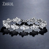 ZAKOL Fashion Geometric Cubic Zirconia Charm celets for Women Wedding Dinner Party Jewelry Birthday Drop Shipping FSBP2150