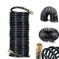 [HOT QAA,JXHKLWW 121] 1/4 Air Compressor Recoil Hose Line Spring Tube Coil Tools Kit 8Mm Easy Apply Extension Inflating Coil Adapter Coupler 7.5M