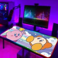 Kawaii Cartoon Kirbys LED Mousepad RGB Mouse Pad Led Gaming Desk Accessories Keyboard Mat Deskmat Mats Anime Mause Gamer Pc Pads