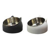 Stainless Steel Cat Bowl Non Slip Puppy Base Cat Food Drinking Water Feeder Tilt Neck Protection Dish Pet Bowl