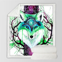 In The Darkness Wolf by Scandy Girl Furry Blanket Animal Wolves Plush Bedspread Galaxy Bed Blanket Blue Sherpa Blanket Koce