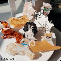 HANGZHI INES New French Cute Animal Dog Cat Acetate Hair Clip Shark Claw Hairpin Fashion Head Accessories for Women Girls 2021 Adhesives Tape