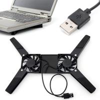 2PCS Laptop Desk Support Dual Cooling Fan Notebook Computer Stand Foldable USB Rack Holder Black Tablet Accessories Laptop Stands