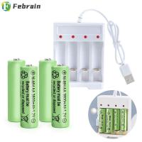 FEBRAIN ที่ชาร์จแบตเตอรี่4ช่อง,ที่ชาร์จแบตเตอรี่ USB เครื่องชาร์จแบตเตอรี่ AAA ที่ชาร์จชาร์จเร็วอิสระ