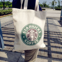 Starbuck กระเป๋าพิมพ์ลาย Starbuck ความจุขนาดใหญ่การป้องกันทางสิ่งแวดล้อมถุงผ้าสะพายไหล่ข้างเดียวกระเป๋าช้อปปิ้งนักเรียนกระเป๋าสะพายไหล่กระเป๋าโท้ทใบใหม่กระเป๋าเดินทางสตรีกระเป๋าสะพายกระเป๋า Starbuck