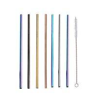 5Pcs Reusable Metal Drinking Straws 304 Stainless Steel Sturdy And Upright Drinks Mugs Beer Bar Accessory With Cleaning Brush Specialty Glassware