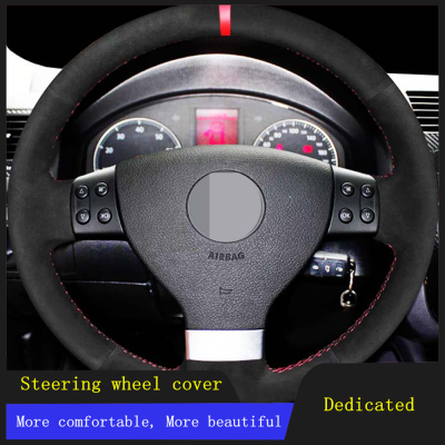 Car Steering Wheel Cover Braid Suede Leather For Volkswagen Golf 5 2005-2009 Passat B6 Jetta 3 Tiguan Touran 2008-2010