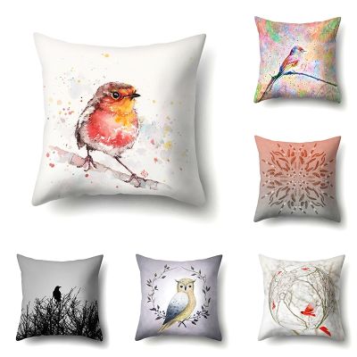 ▧♦▲ 45x45cm Bird Animal Polyester Pillowcase Gift Pillowcase Living Room Sofa Office Seat Lumbar Cushion Cushion Cover Home Decor