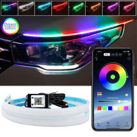 2x LED DRL Car Daytime Running Light By APP Control Flexible RGB Auto Headlight Strips Flowing Turn Signal Light Decorative Lamp