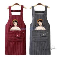 【hot sale】❄ D13 [Ready Stock]Pure kitchen Apron female kitchen household sleeveless cute fashion anti-oil smock anti-wear cloth apron