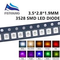 3528สว่างพิเศษ100ชิ้นไดโอดแสงขาว Led Led แบบ Smd สีแดง/เขียว/น้ำเงิน/เหลือง/3.5*2.8*1.9มม. สีชมพู Uv สีส้มสีม่วงน้ำแข็งสีฟ้าอบอุ่น