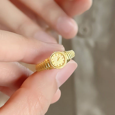 เครื่องประดับแหวนคู่รักเปิดเครื่องประดับดีไซน์รูปนาฬิกาข้อมือสไตล์พังค์ทองแบบย้อนยุค2ชิ้น