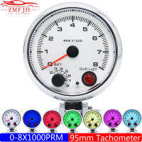 7สี LED 95มิลลิเมตร T achometer กับผู้ถือถ้วยเงินตัวชี้ tacho วัด0-8X1000รอบต่อนาทีเมตรสำหรับ68กระบอก gasoli. รถยนต์12V